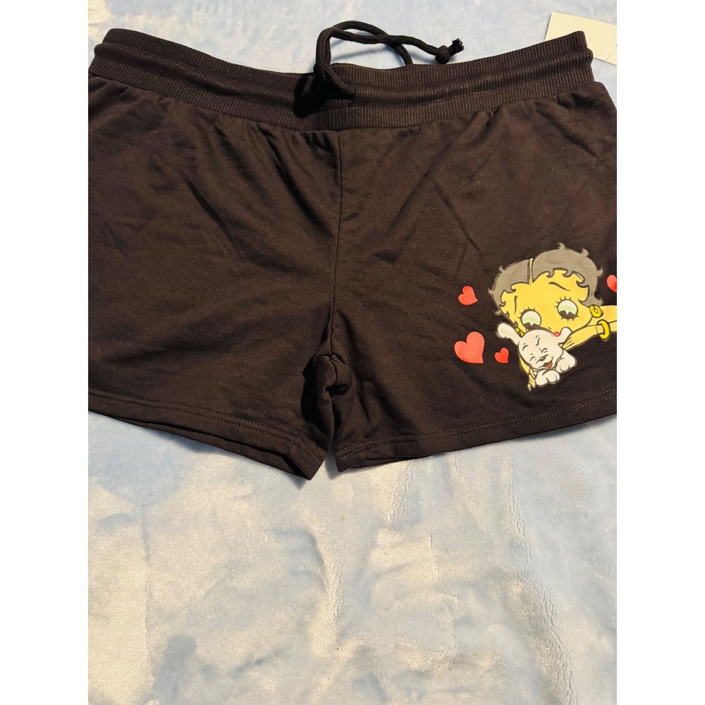 Betty Boop Womens Black Graphic Lounge Shorts Hearts Pudgy XXXL 3XL LS32204LS